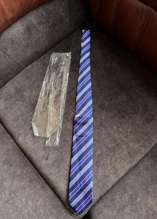 Шелковый галстук галстук синий в голубую полоску4 фото