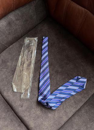 Шелковый галстук галстук синий в голубую полоску1 фото