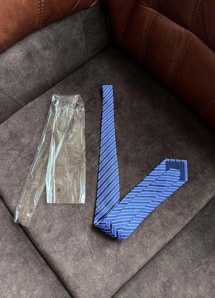 Шовковий краватка галстук синій  у блакитну смужку