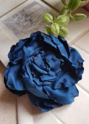 Цветок брошь синее-зеленый,14 см.2 фото