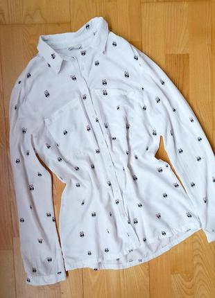 Стильна блуза сорочка house зайчик мишка сорочка з довгим рукавом із кишенями