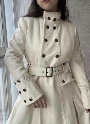 Розкішне вовняне вінтажне пальто вінтаж вовна із вишивкою5 фото