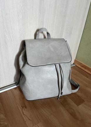 Кожаный рюкзак серый1 фото