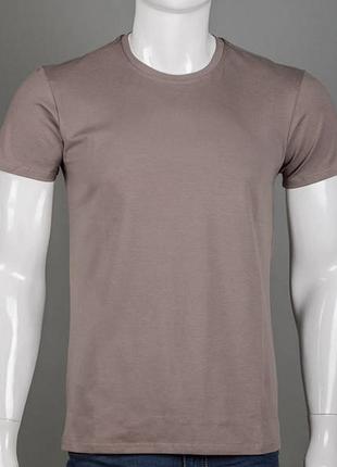 Мужская футболка однотонная , футболка стрейчевая приталенная мужская, базовая футболка хлопок с эластаном, футболка беж , футболка