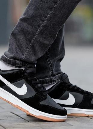 Мужские замшевые, черные с белым, стильные кроссовки nike sb dunk low. от 42 до 44 р. 0714 ал деми6 фото