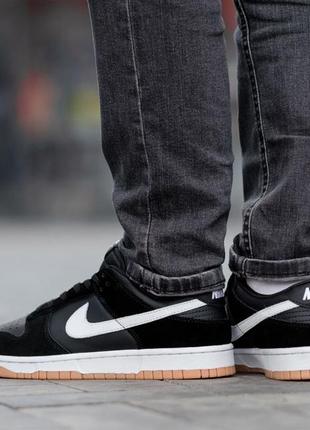 Мужские замшевые, черные с белым, стильные кроссовки nike sb dunk low. от 42 до 44 р. 0714 ал деми5 фото