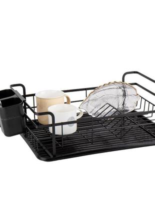 Кухонная сушилка органайзер для посуды настольная "кулинарный устрой", черный1 фото