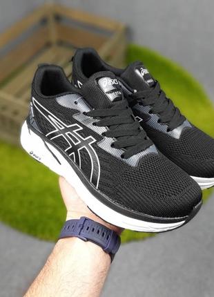 Asics gel-excite 10 чорні з білим кросівки кеди чоловічі асікс весняні літні демісезонні демісезон низькі текстильні сітка легкі топ якість10 фото