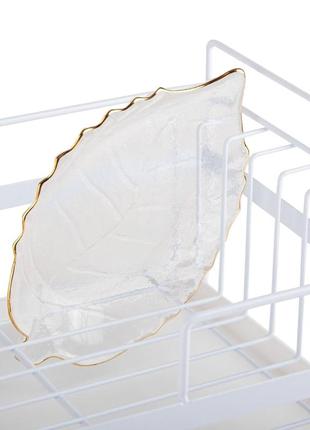 Кухонна сушарка органайзер для посуду настільна "гастрономічний лабіринт", біла2 фото