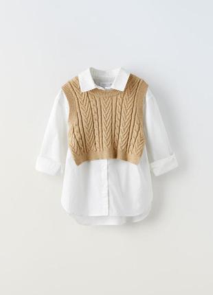 Комплект (рубашка+безрукавка) zara в размере 6-7 лет1 фото