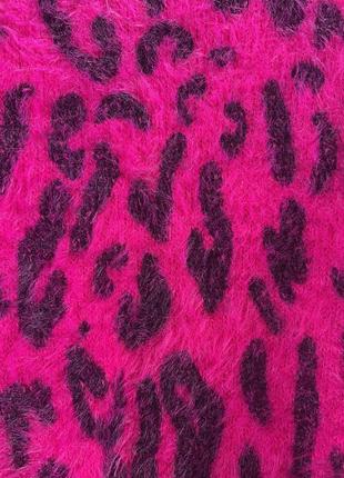 Свитер/светер/пухнистый свитер/свитер в анималистичный принт/свитер в цвете фуксия8 фото
