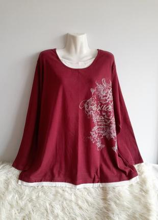 Котоновий світшот бордо, великий розмір 56-58/6xl/26