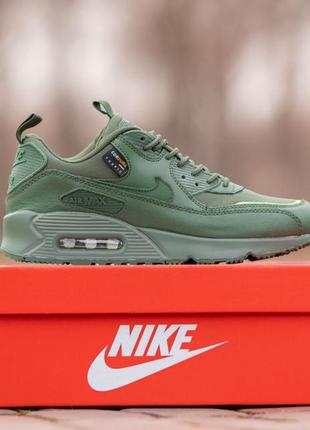 Мужские кожаные, хаки, стильные кроссовки nike air max 90 surplus. 41, 42, 44 р. 0712 ал деми1 фото