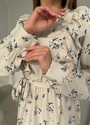 Романтичное нежное платье макси с рюшами и длинным рукавом, женское длинное платье цветочный принт ( мод 160 )6 фото