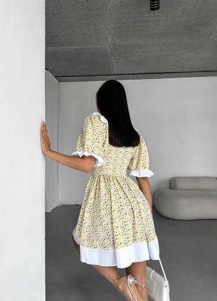Платье с белым воротником, цветочный принт9 фото