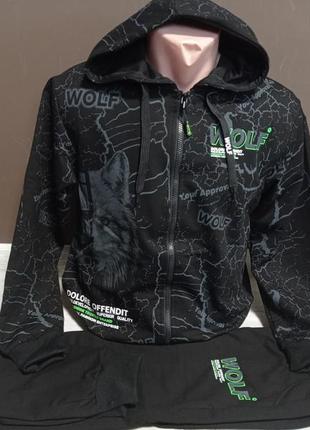 Детский спортивный костюм "волк манга" для мальчика подростка grace венгрия на 6-16 лет кофта с штанами2 фото