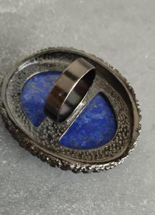 Перстень масивний лазурит кабошон натуральний камінь5 фото
