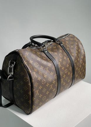 Спортивная сумка в стиле louis vuitton keepall bandouliere 45 brown canvas premium.6 фото