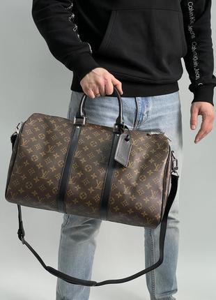 Спортивна сумка в стилі louis vuitton keepall bandouliere 45 brown canvas premium.9 фото