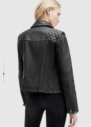 Оригинальная кожаная куртка косуха allsaints black cargo biker jacket2 фото
