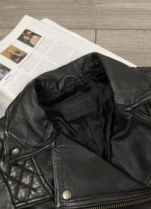 Оригинальная кожаная куртка косуха allsaints black cargo biker jacket4 фото