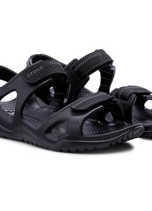 Крокс сандалі аквашузи чорні crocs swiftwater river sandals black/black5 фото