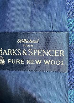 Винтажный шерстяной пиджак marks &amp; spencer в клетку двубортный6 фото