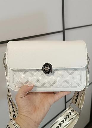 Сумка клатч маленькая женская через плечо белая