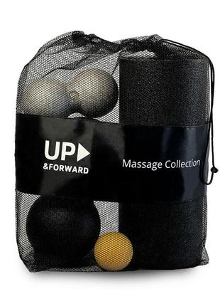 Набір масажний ролик м'яч подвійний масажний м'яч up & forward max yellow2 фото