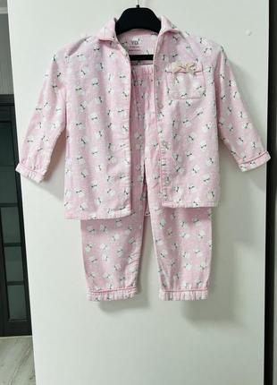 Байковая пижама 3-4р зайчики1 фото