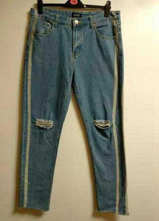 Стильные мужские джинсы с лампасами размера l3 фото