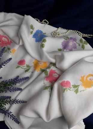 Арт-нуво! 🌼🌺🦋 винтаж! 100% лен скатерть жаккард хлопок лен полевые цветы ссср советская скатерть