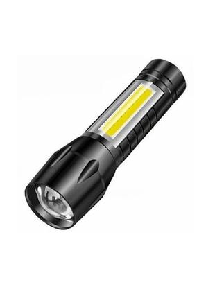 Ліхтарик світлодіодний акумуляторний xiamen 3w led + cob 350 лм usb (нн050713)