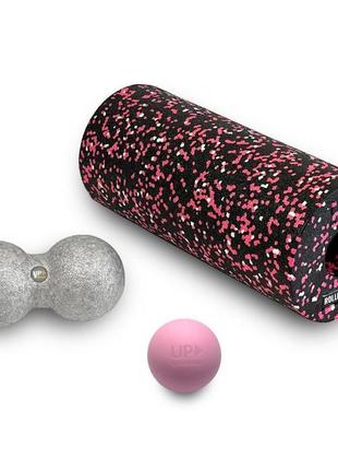 Набір масажний ролик м'яч подвійний масажний м'яч up & forward pro pink1 фото