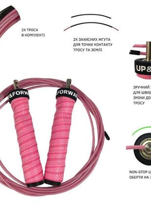 Скакалка скоростная для кроссфита up & forward speed rope pro+ розовый5 фото