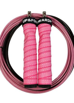 Скакалка скоростная для кроссфита up & forward speed rope pro+ розовый1 фото