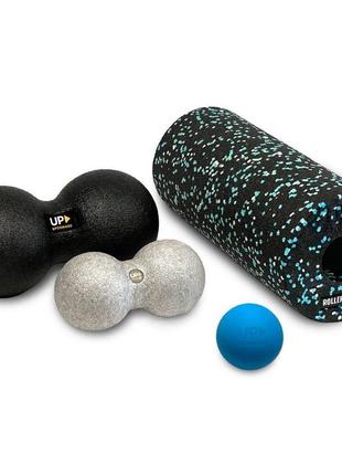 Набір масажний ролик м'яч подвійний масажний м'яч up & forward max blue1 фото