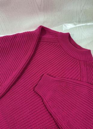 Ярко розовый свитер, массивная вязка2 фото