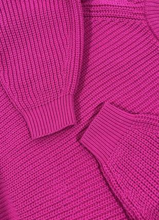 Ярко розовый свитер, массивная вязка3 фото