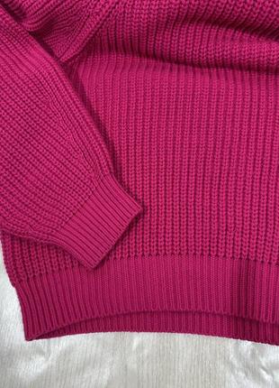 Ярко розовый свитер, массивная вязка4 фото