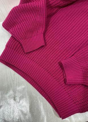 Ярко розовый свитер, массивная вязка6 фото