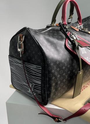 Спортивна сумка в стилі louis vuitton keepall bandouliere bag limited edition patchwork monogram eclipse 50 premium.6 фото