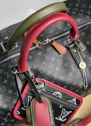 Спортивна сумка в стилі louis vuitton keepall bandouliere bag limited edition patchwork monogram eclipse 50 premium.7 фото