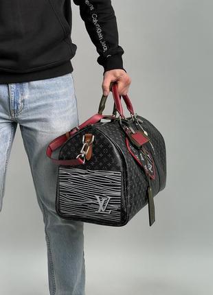 Спортивна сумка в стилі louis vuitton keepall bandouliere bag limited edition patchwork monogram eclipse 50 premium.3 фото