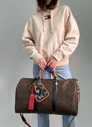 Спортивна сумка в стилі louis vuitton keepall bandouliere bag limited edition patchwork monogram canvas premium.