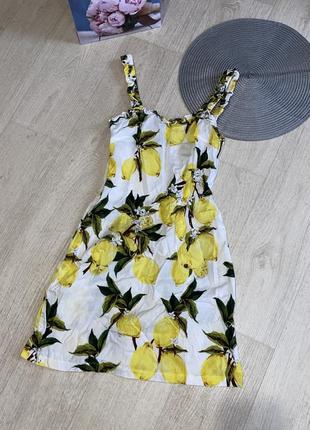 Коротка сукня з лимонами короткое платье с лимонным принтом1 фото