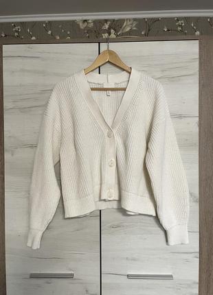 Кардиган джемпер свитер кофта белый молочный на пуговицах h&amp;m3 фото