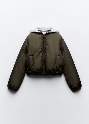 Куртка бомбер со съёмным капюшоном zara