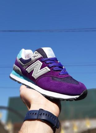 Женские кроссовки new balance 574 violet / фиолетовые с бирюзой6 фото