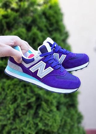 Женские кроссовки new balance 574 violet / фиолетовые с бирюзой3 фото